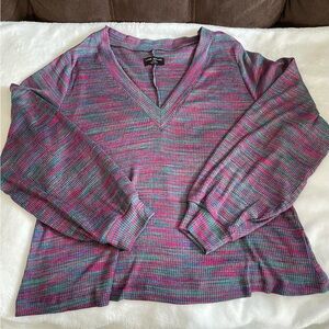 Lane Bryant Pink and Green V-Neck SweaterLong sleeve Size 14/16 casual